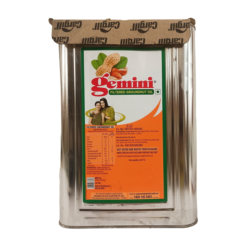 Gemini Refined Groundnut Oil Pouch - 15 Liter